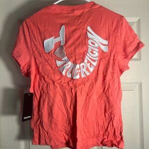 True Religion Bright Coral Short Sleeve crew Tee